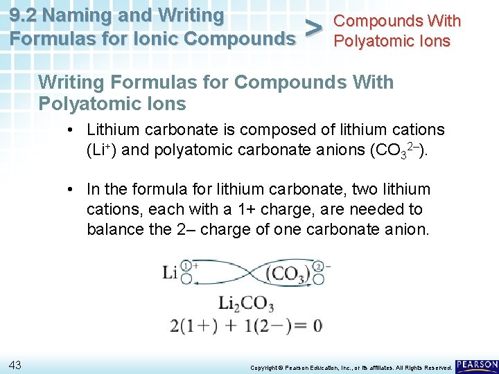 9. 2 Naming and Writing Formulas for Ionic Compounds > Compounds With Polyatomic Ions 9. 2 Naming and Writing Formulas for Ionic Compounds > Compounds With Polyatomic Ions
