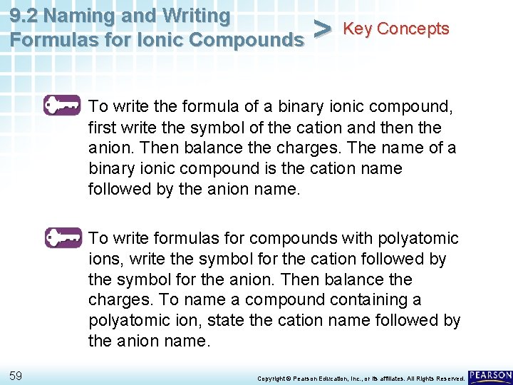 9. 2 Naming and Writing Formulas for Ionic Compounds > Key Concepts To write 9. 2 Naming and Writing Formulas for Ionic Compounds > Key Concepts To write