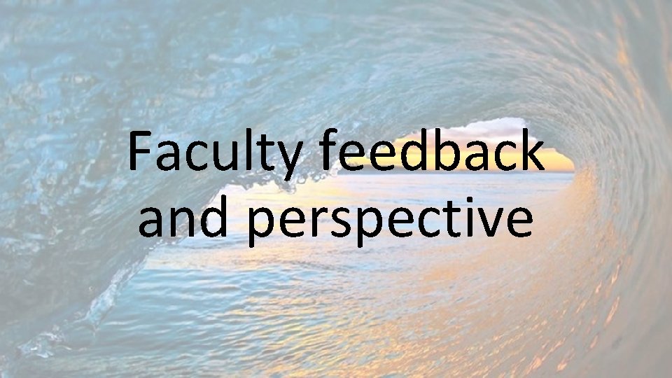 Faculty feedback and perspective 