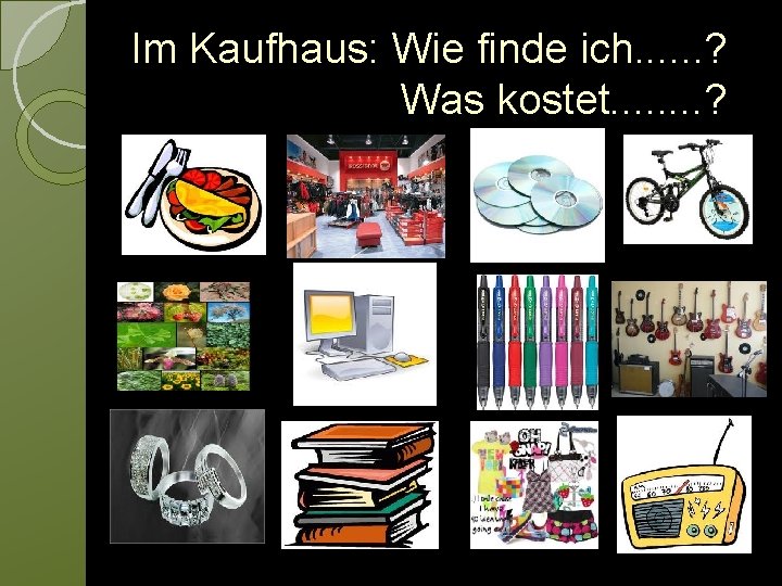 Im Kaufhaus: Wie finde ich. . . ? Was kostet. . . . ?