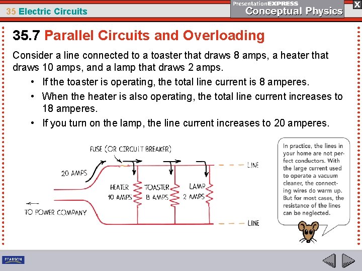 35 Electric Circuits 35. 7 Parallel Circuits and Overloading Consider a line connected to