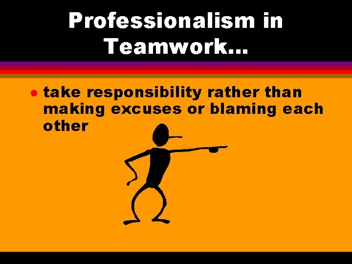 Professionalism in Teamwork. . . l take responsibility rather than making excuses or blaming Professionalism in Teamwork. . . l take responsibility rather than making excuses or blaming