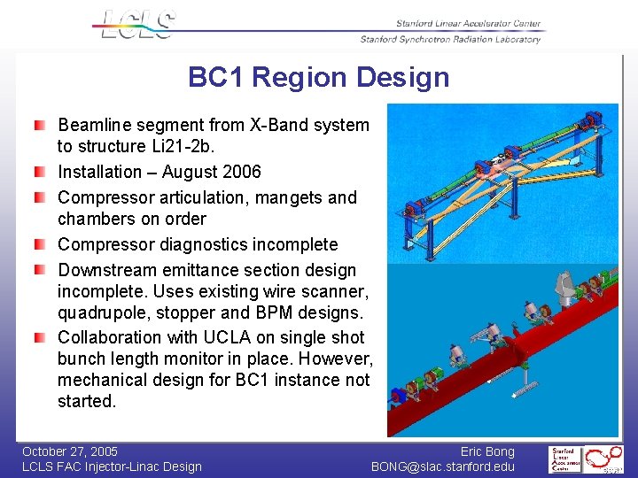 BC 1 Region Design Beamline segment from X-Band system to structure Li 21 -2