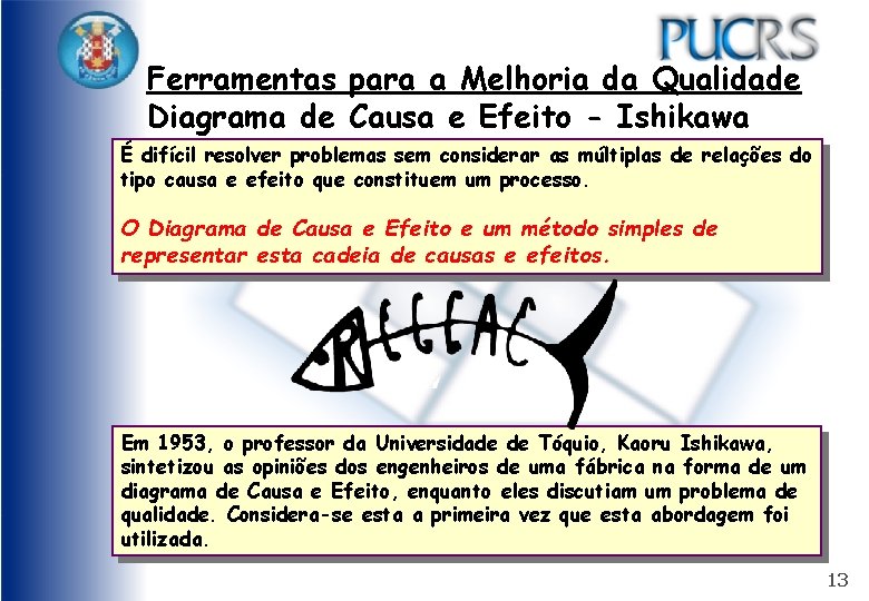Ferramentas para a Melhoria da Qualidade Diagrama de Causa e Efeito - Ishikawa É