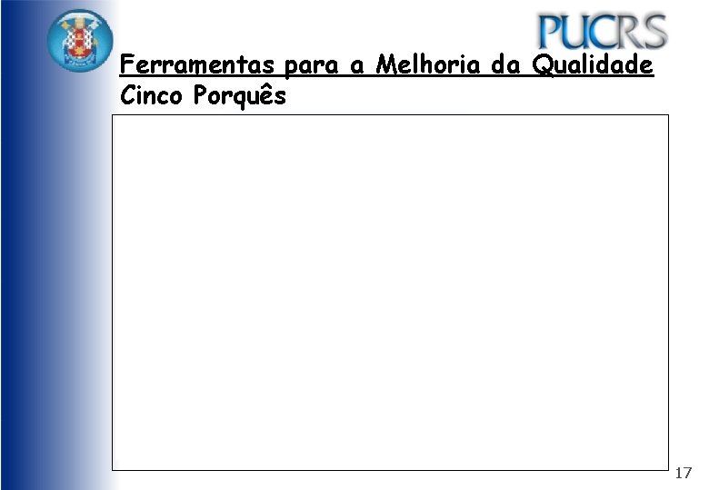 Ferramentas para a Melhoria da Qualidade Cinco Porquês 17 
