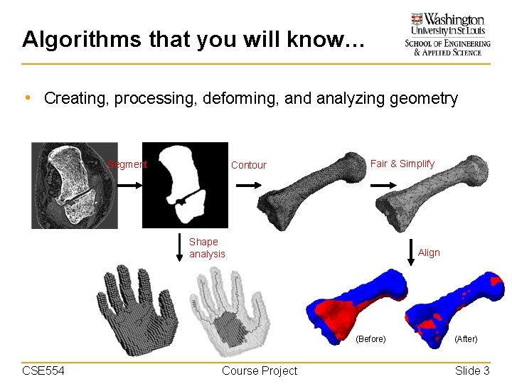 Algorithms that you will know… • Creating, processing, deforming, and analyzing geometry Segment Contour
