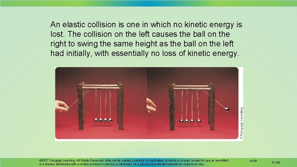 An elastic collision is one in which no kinetic energy is lost. The collision