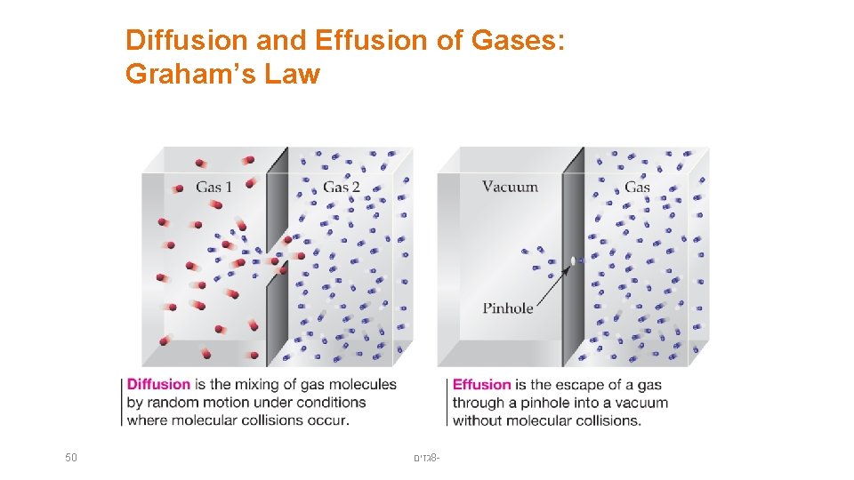 Diffusion and Effusion of Gases: Graham’s Law 50 גזים 8 - 