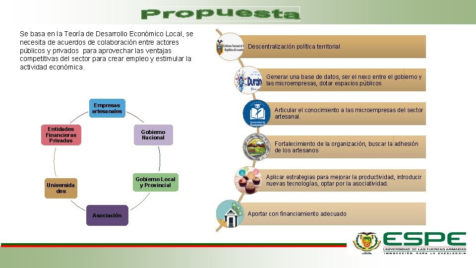 Se basa en la Teoría de Desarrollo Económico Local, se necesita de acuerdos de