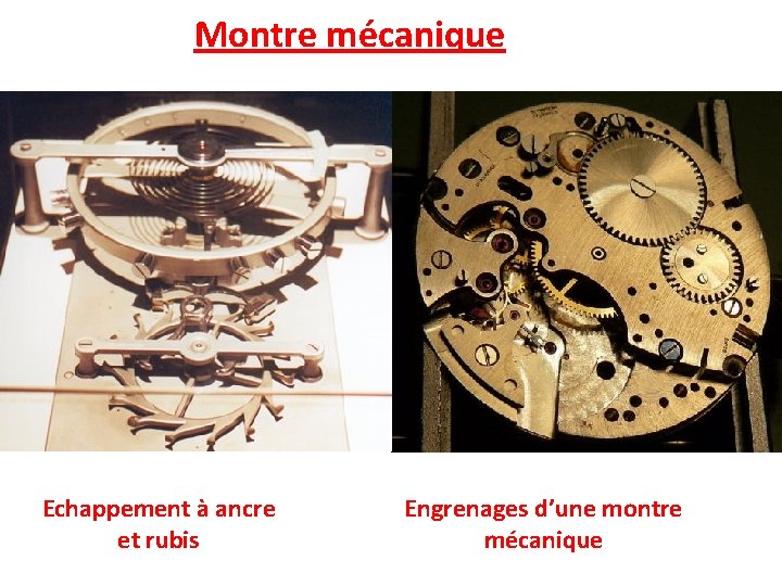 Montre mécanique Echappement à ancre et rubis Engrenages d’une montre mécanique 