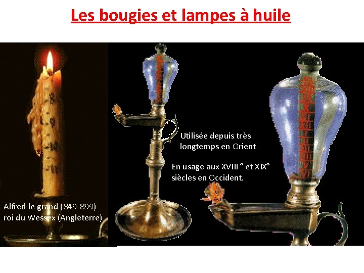 Les bougies et lampes à huile Utilisée depuis très longtemps en Orient En usage