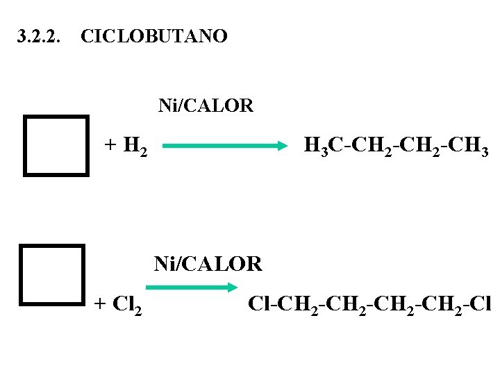 3. 2. 2. CICLOBUTANO Ni/CALOR + H 2 H 3 C-CH 2 -CH 3