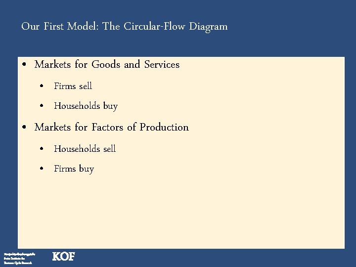 Our First Model: The Circular-Flow Diagram • Markets for Goods and Services • Firms