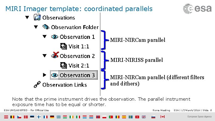 MIRI Imager template: coordinated parallels MIRI-NIRCam parallel MIRI-NIRISS parallel MIRI-NIRCam parallel (different filters and