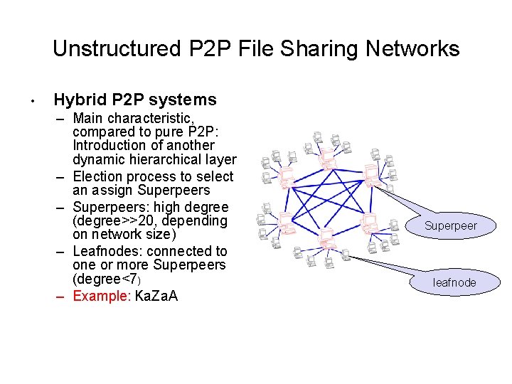 Unstructured P 2 P File Sharing Networks • Hybrid P 2 P systems –