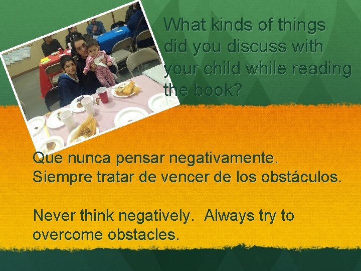 What kinds of things did you discuss with your child while reading the book?