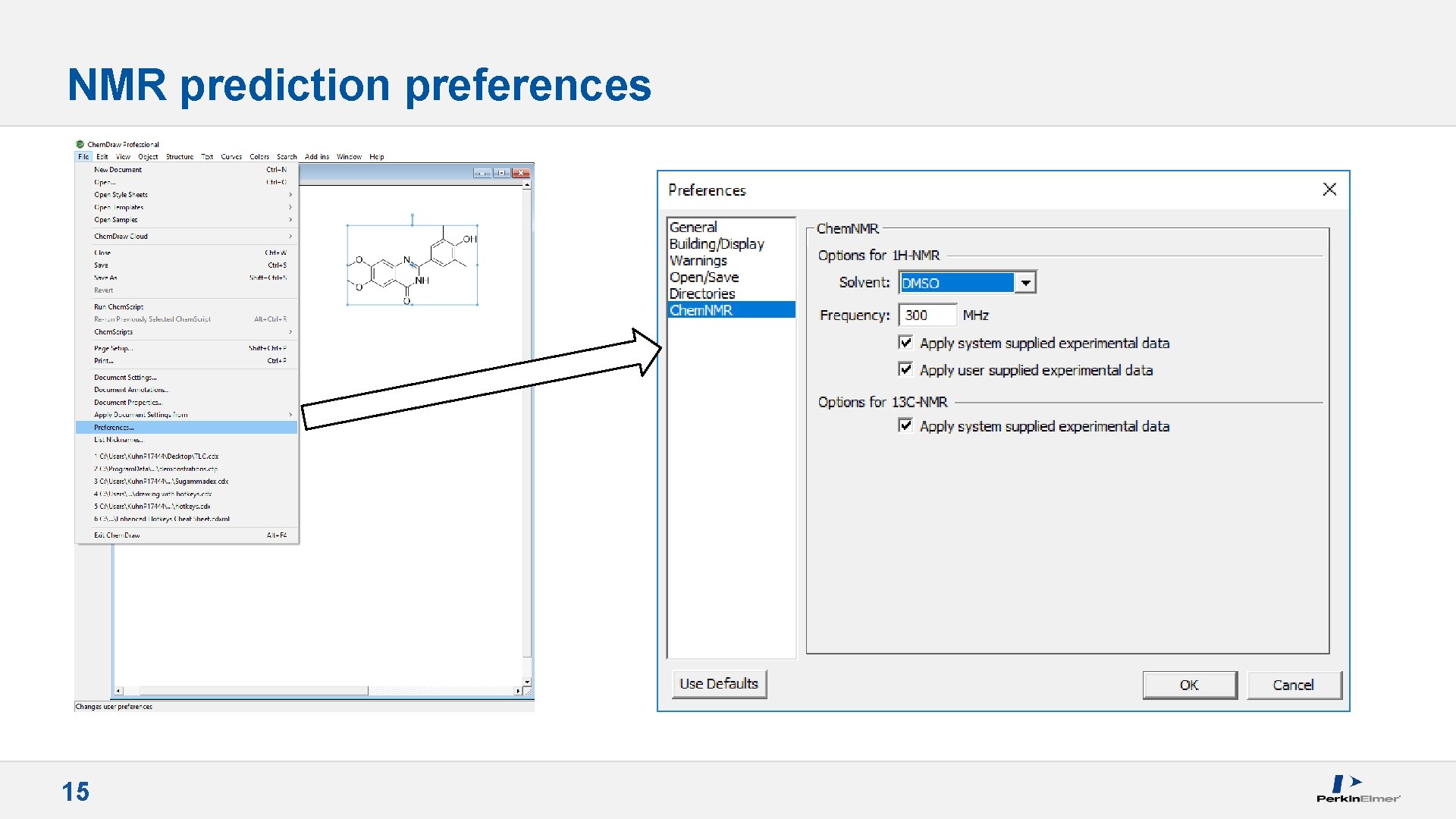 NMR prediction preferences 15 