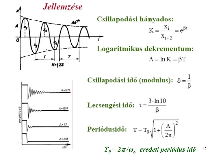 T 0 – 2 /ωo eredeti periódus idő 12 