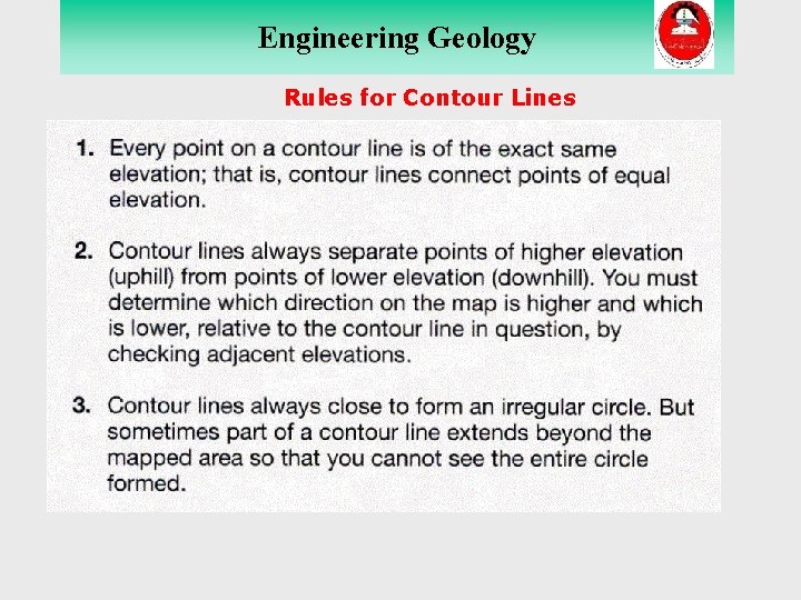 Engineering Geology Rules for Contour Lines 