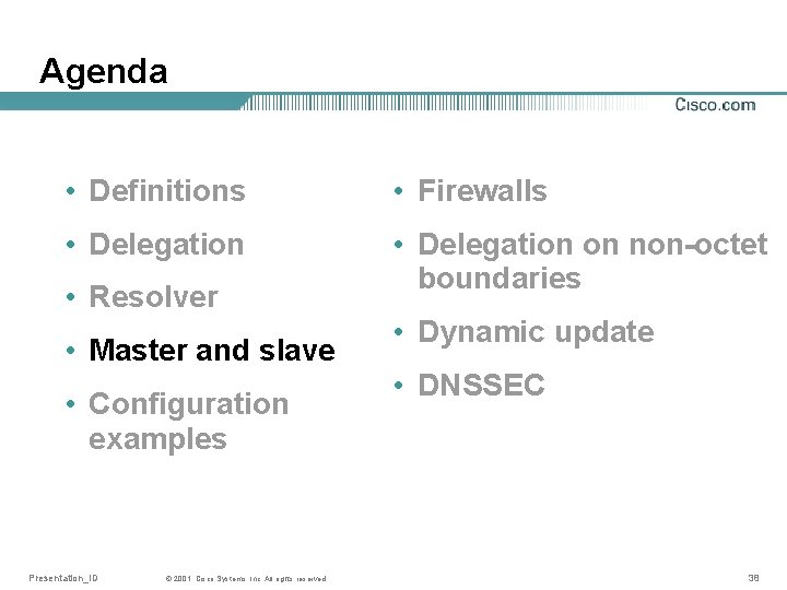 Agenda • Definitions • Firewalls • Delegation on non-octet boundaries • Resolver • Master