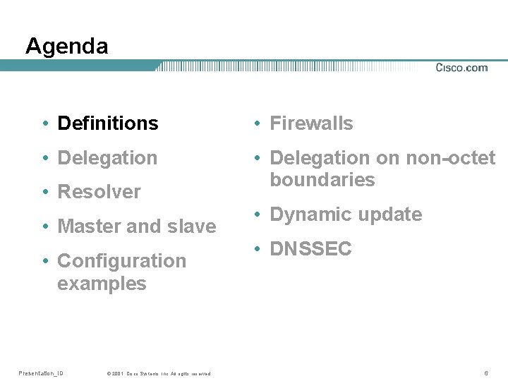 Agenda • Definitions • Firewalls • Delegation on non-octet boundaries • Resolver • Master