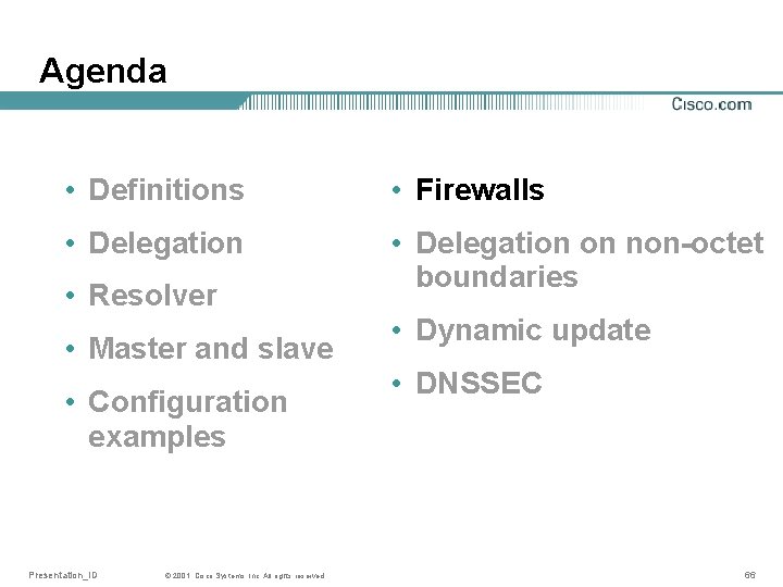 Agenda • Definitions • Firewalls • Delegation on non-octet boundaries • Resolver • Master