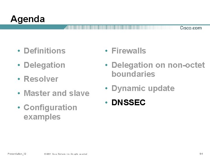 Agenda • Definitions • Firewalls • Delegation on non-octet boundaries • Resolver • Master