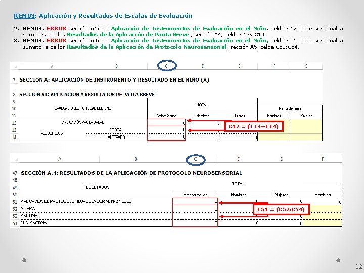 REM 03: Aplicación y Resultados de Escalas de Evaluación 2. REM 03, ERROR sección