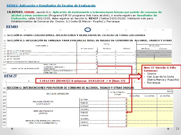 REM 03: Aplicación y Resultados de Escalas de Evaluación 18. REM 03, ERROR, sección