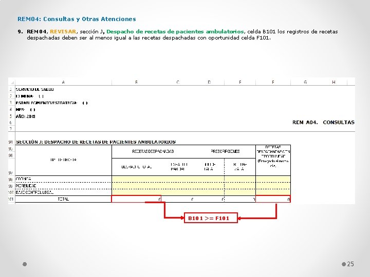 REM 04: Consultas y Otras Atenciones 9. REM 04, REVISAR, sección J, Despacho de