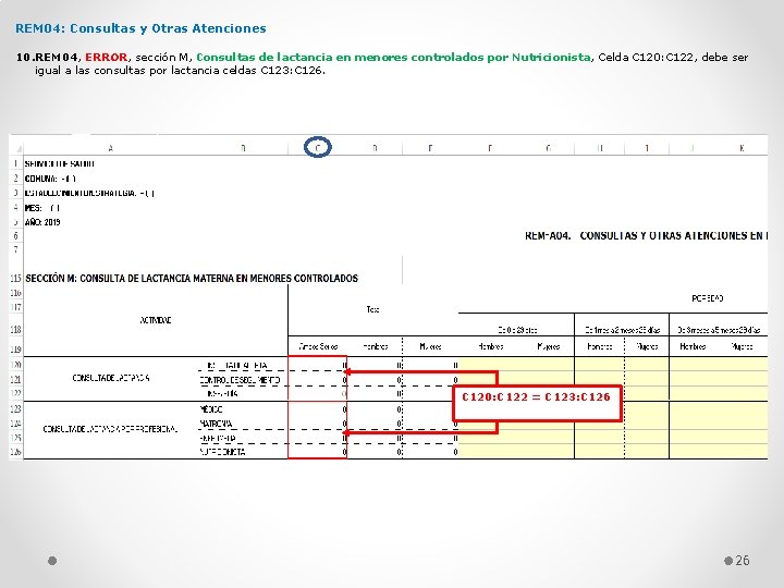 REM 04: Consultas y Otras Atenciones 10. REM 04, ERROR, sección M, Consultas de