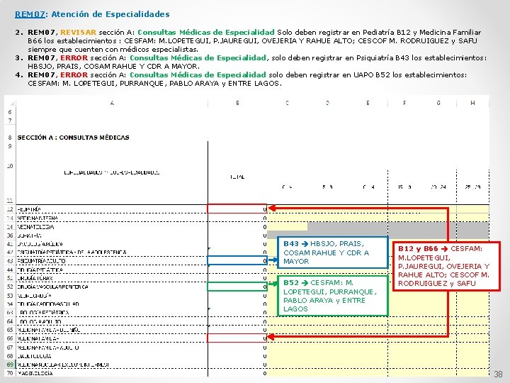 REM 07: Atención de Especialidades 2. REM 07, REVISAR sección A: Consultas Médicas de