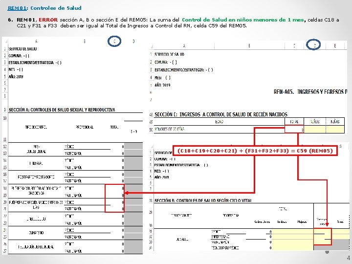 REM 01: Controles de Salud 6. REM 01, ERROR sección A, B o sección