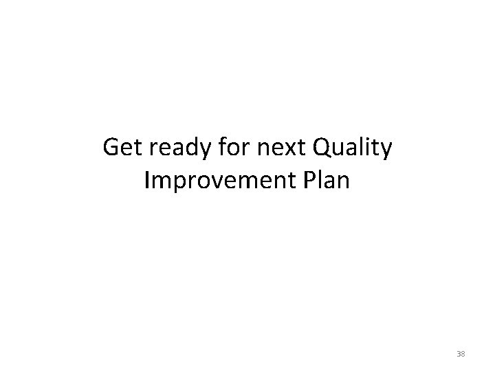 Get ready for next Quality Improvement Plan 38 