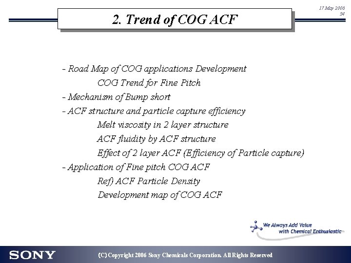 2. Trend of COG ACF - Road Map of COG applications Development COG Trend 2. Trend of COG ACF - Road Map of COG applications Development COG Trend