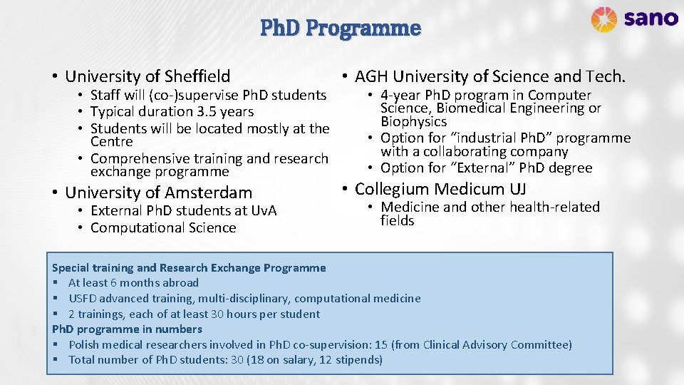 Ph. D Programme • University of Sheffield • AGH University of Science and Tech.