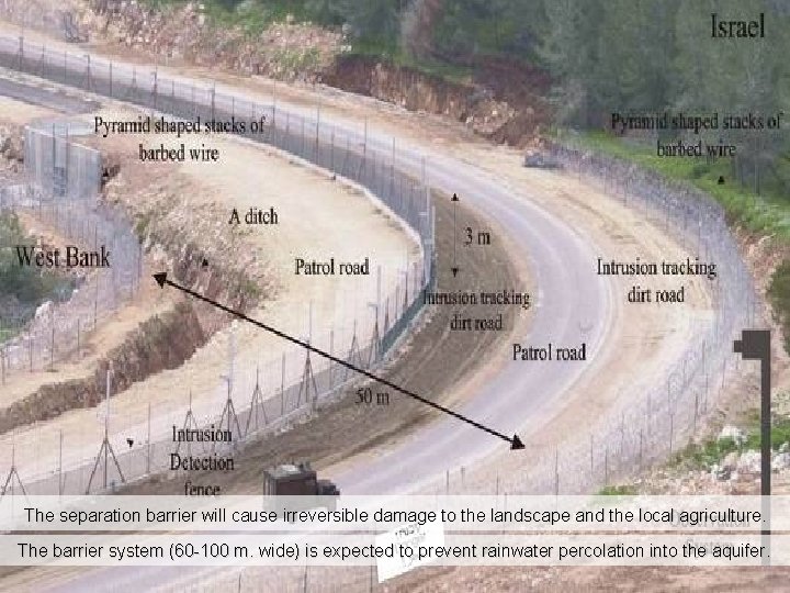 The separation barrier will cause irreversible damage to the landscape and the local agriculture.