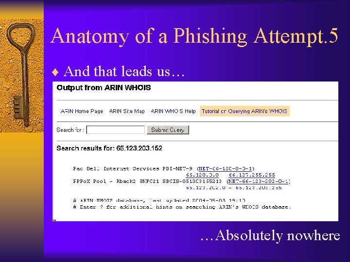 Anatomy of a Phishing Attempt. 5 ¨ And that leads us… …Absolutely nowhere 