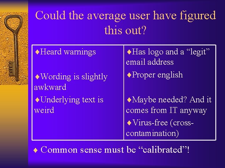 Could the average user have figured this out? ¨Heard warnings ¨Has logo and a