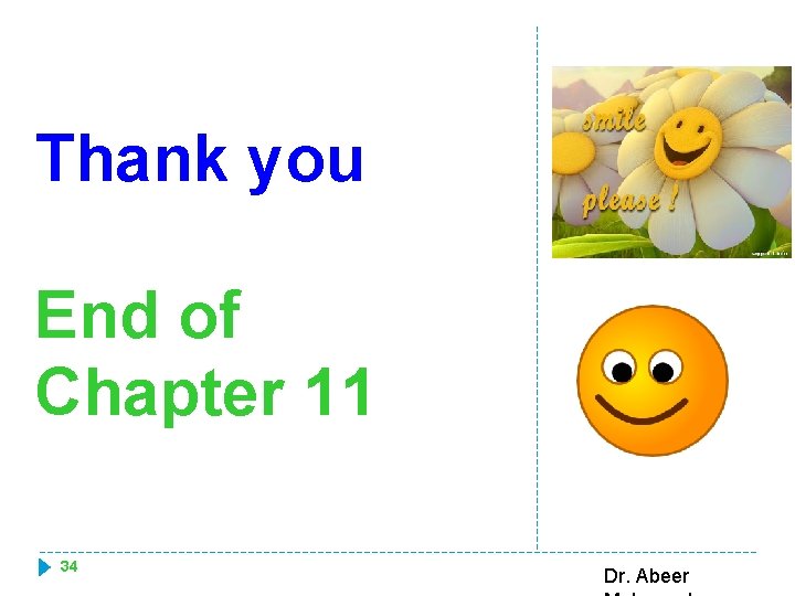 Thank you End of Chapter 11 34 Dr. Abeer 