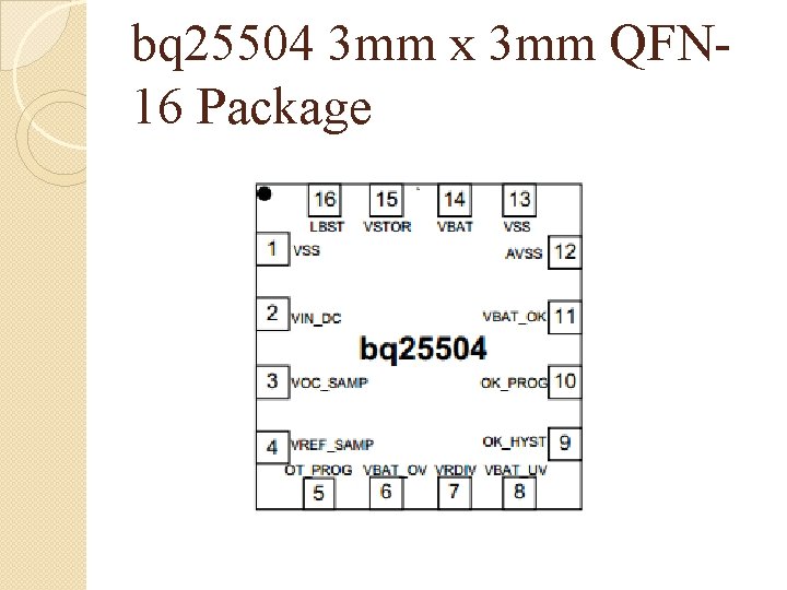 bq 25504 3 mm x 3 mm QFN 16 Package 