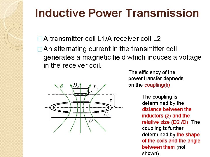 Inductive Power Transmission �A transmitter coil L 1/A receiver coil L 2 � An