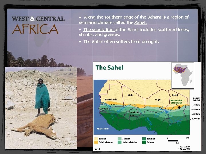  • Along the southern edge of the Sahara is a region of semiarid