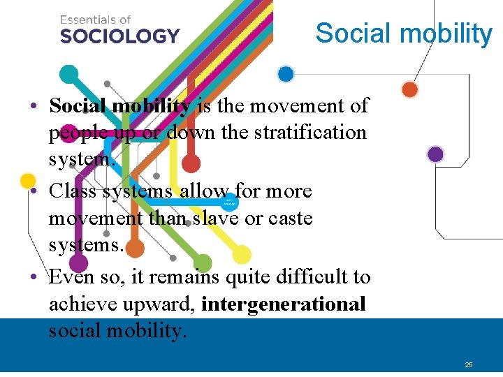 Social mobility • Social mobility is the movement of people up or down the