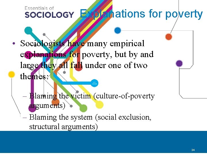 Explanations for poverty • Sociologists have many empirical explanations for poverty, but by and
