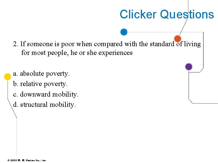 Clicker Questions 2. If someone is poor when compared with the standard of living