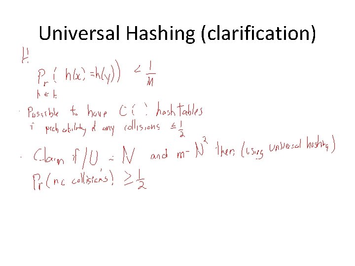 Universal Hashing (clarification) 