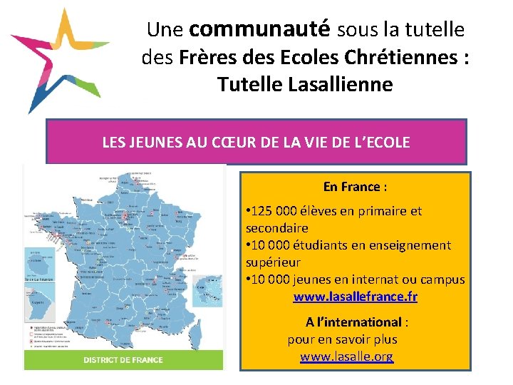 Une communauté sous la tutelle des Frères des Ecoles Chrétiennes : Tutelle Lasallienne LES