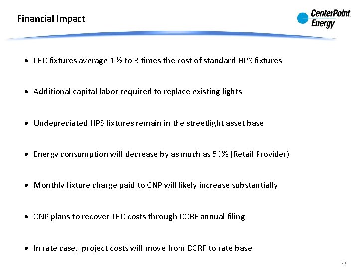 Financial Impact LED fixtures average 1 ½ to 3 times the cost of standard Financial Impact LED fixtures average 1 ½ to 3 times the cost of standard