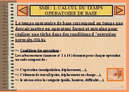 SMB : 1. CALCUL DU TEMPS OPERATOIRE DE BASE Le temps opératoire de base SMB : 1. CALCUL DU TEMPS OPERATOIRE DE BASE Le temps opératoire de base